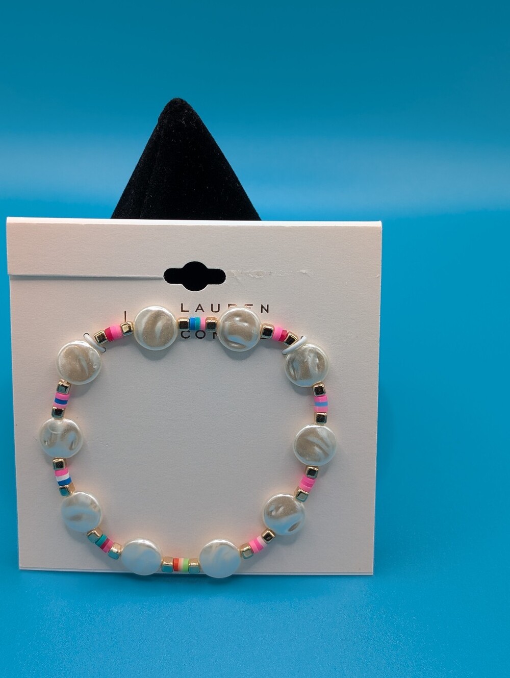 LC Lauren Conrad Pearl Disc Bracelet with Pink & Multicolor Accents